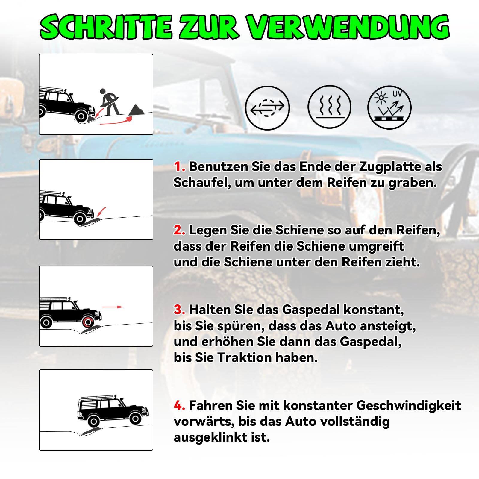 Froadp Sandbleche 2 Stück Anfahrhilfe Wohnmobil HDPE Offroad Tracks Zubehör Schwarz Traktionsmatte Anfahrhilfe Hilft Reifen Schlamm Sand Schnee Reifenleiter Traktionsplatten für Geländewagen PKW LKW