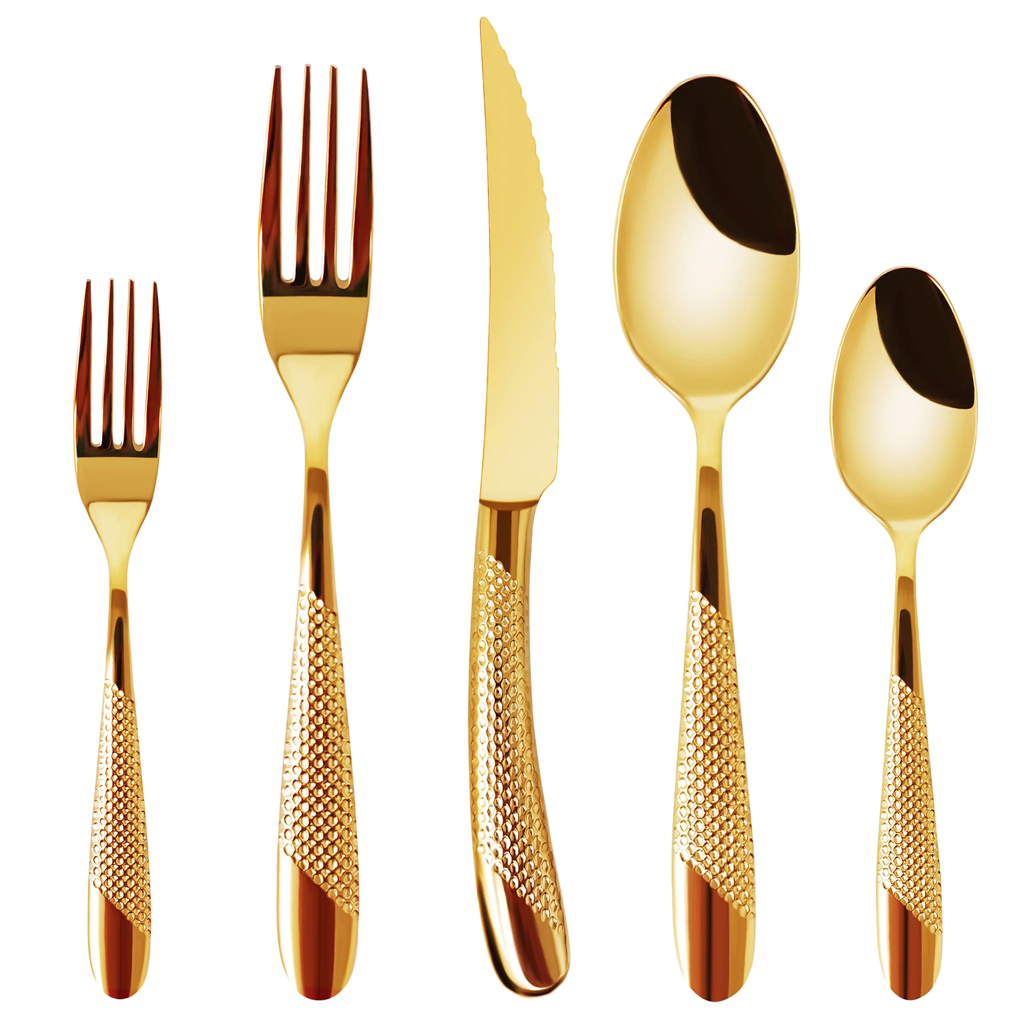 20-Piece Silverware Set includes Forks, Knives and Spoons, Stainless Steel Flatware Set for Home, Kitchen, Restaurant, Dishwasher Safe Metal Table Ware. (Rose Gold, 20)