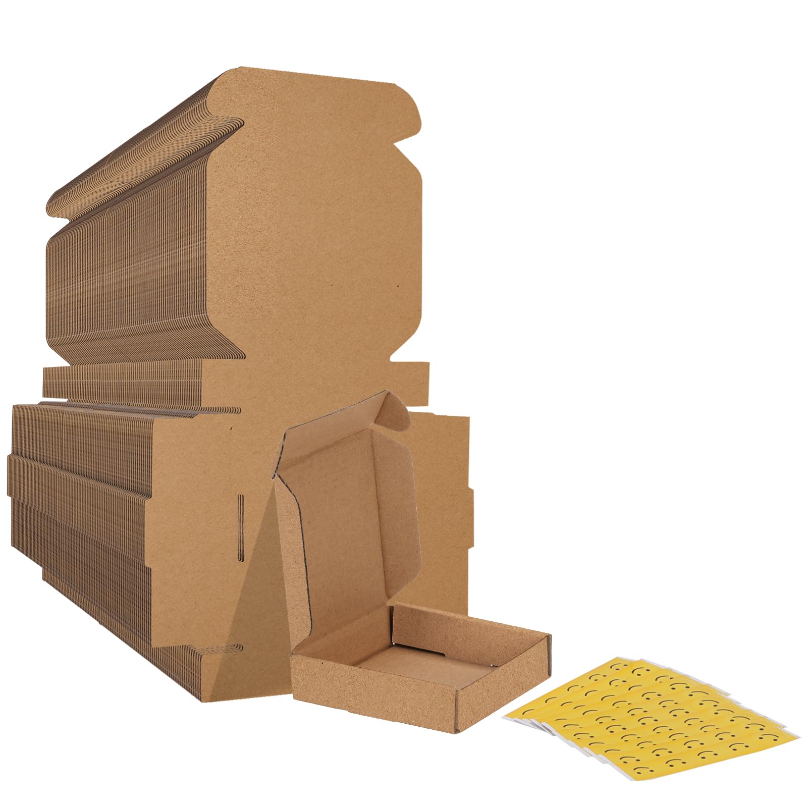 HORLIMER 4x4x1 inches Shipping Boxes Set of 100, Brown Corrugated Cardboard Box Literature Mailer