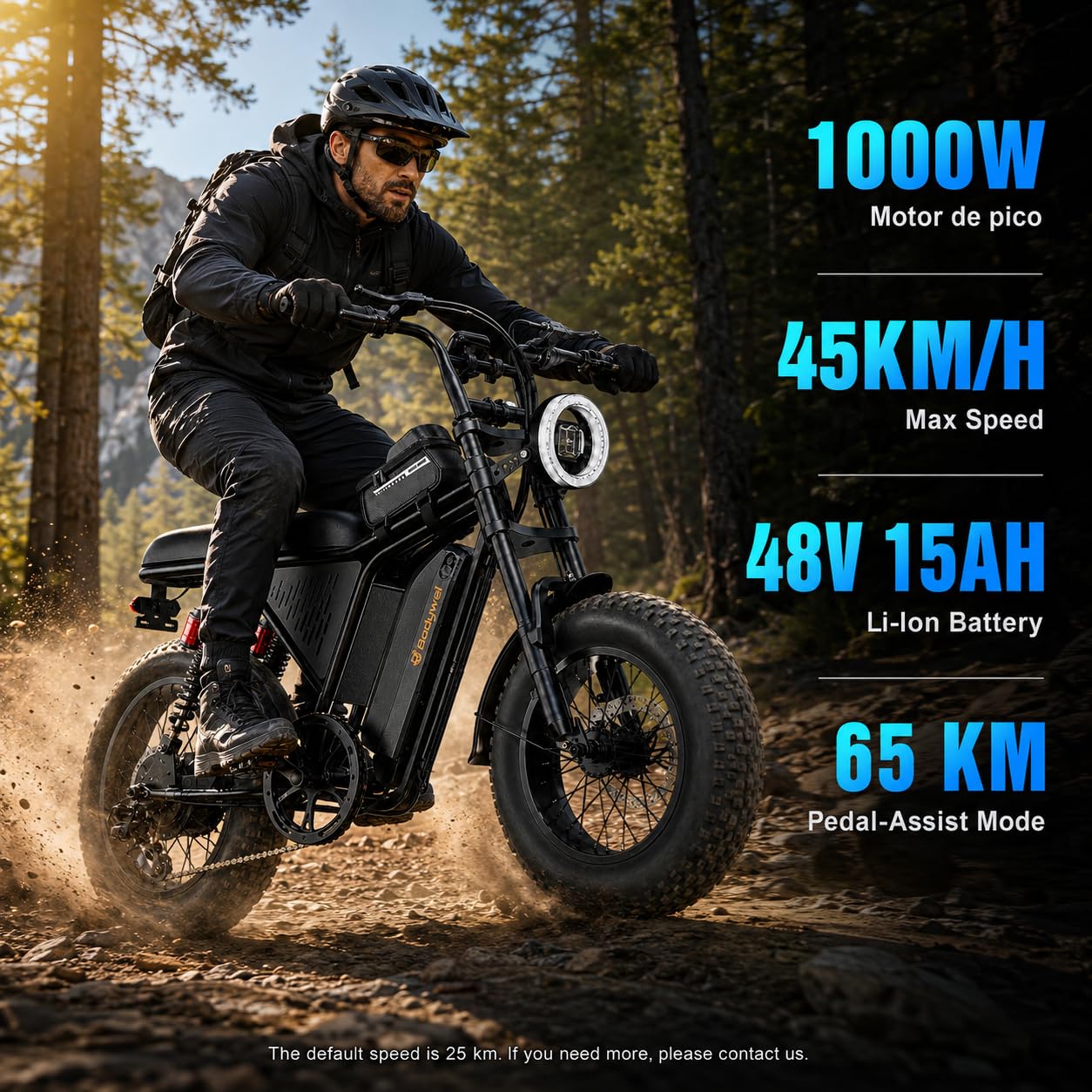 Bodywel Bicicleta Eléctrica de Carretera Adultos, M16Pro 16x4.0” Bicis Electricas de Montaña, Ebike con Batería 48V 15Ah, Motor 250W, 80 km Autonomía (Pas), Pantalla LCD, Suspensión Completa