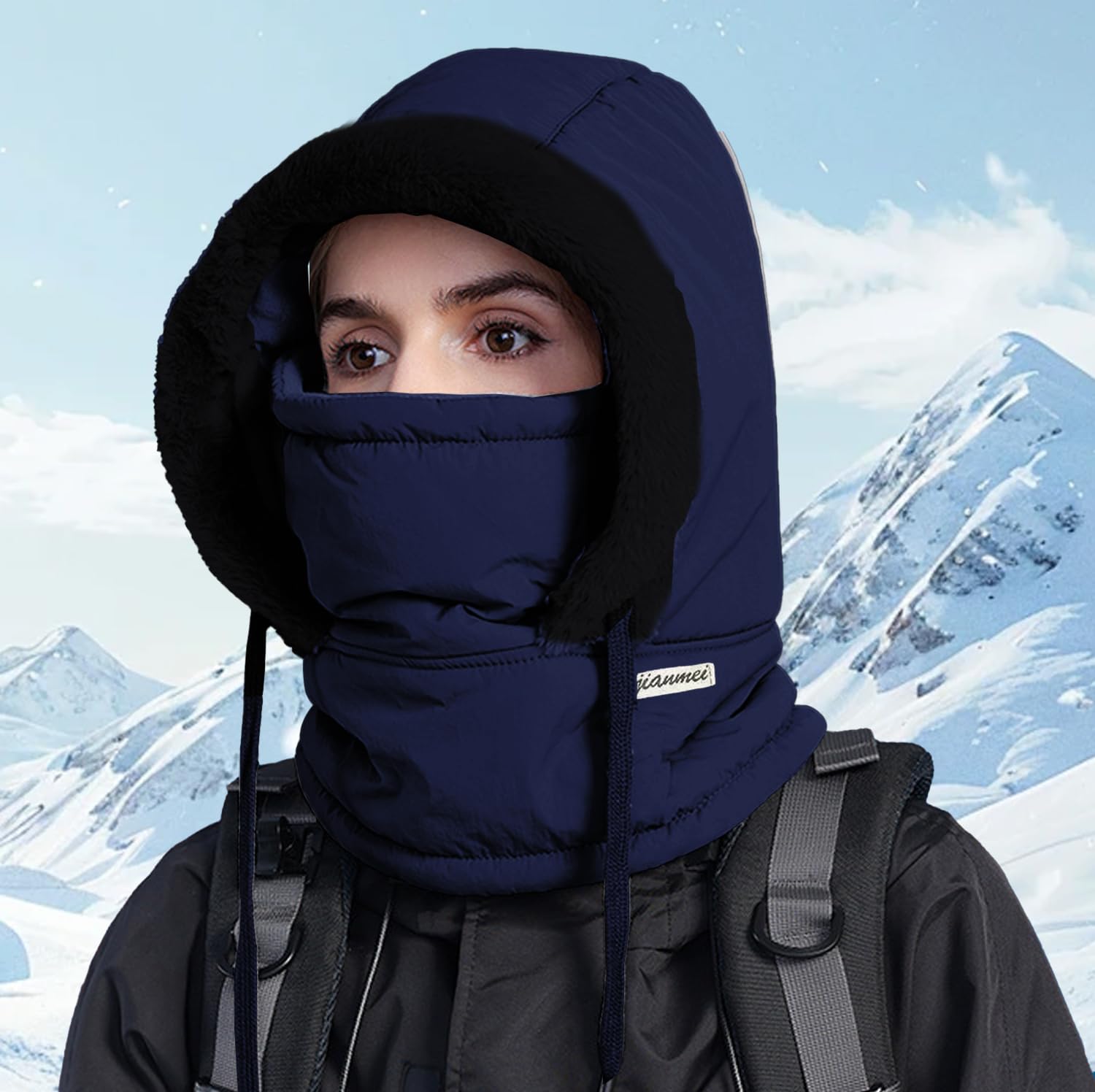 Gorro de Esquí Bufanda con Capucha Sombrero con Capucha Forro Polar Mujer 2 en 1 Cálido Balaclava Invierno
