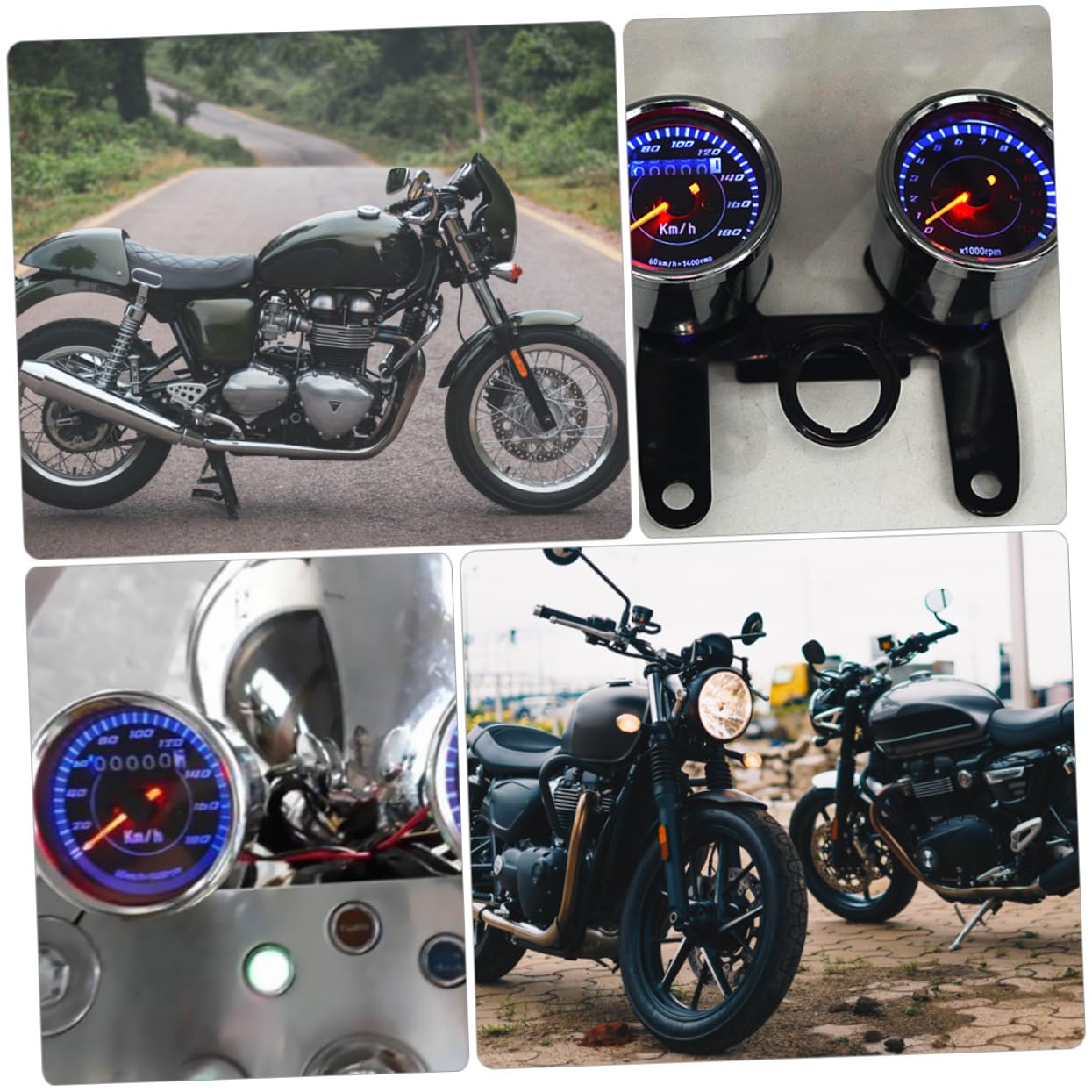 12V LED Motorcycle Speedometer and Odometer Two-in-One Meter Bracket for Universal Use