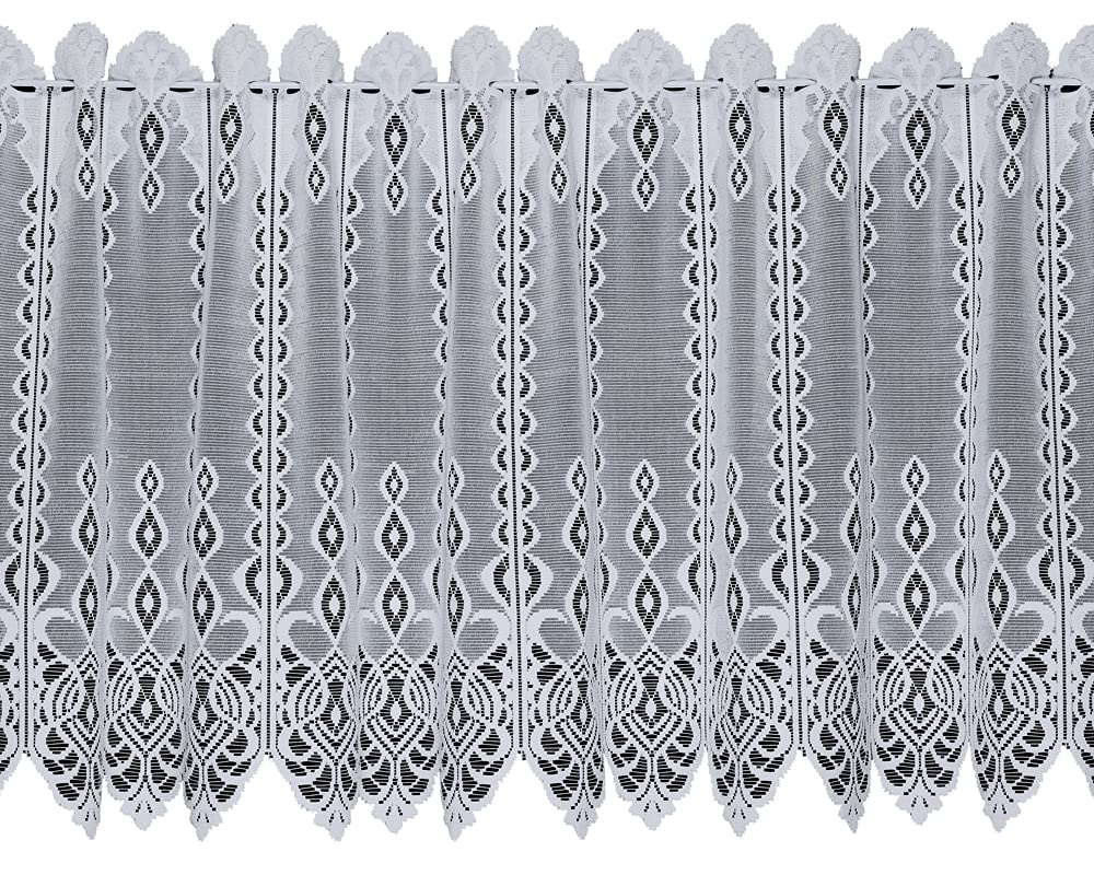Silverthorn SOFT FURNISHINGS - Brugge Cafe NET Jacquard LACE- ‘Sold by The METRE’ (35cm Drop / 14inch Drop)