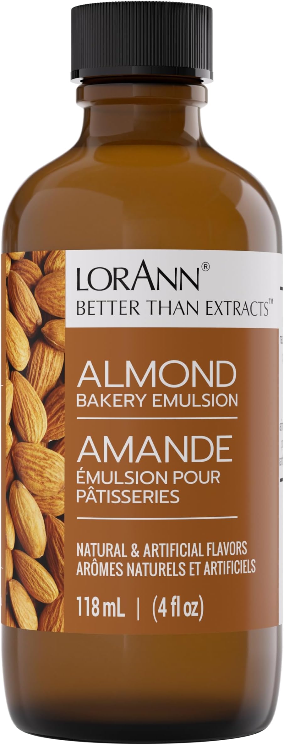 LorAnn Oils Almond Bakery Emulsion: True Essence, Ideal for Boosting Fruit Tones in Cakes, Cookies & Desserts, Gluten-Free, Keto-Friendly, Extract Substitute Essential for Your Kitchen, 4 Oz