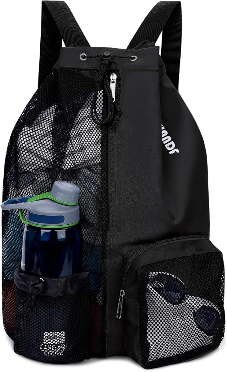WANDF Swim Bag Mesh Drawstring Backpack with Wet Pocket for Swimming, Gym, and Workout Gear