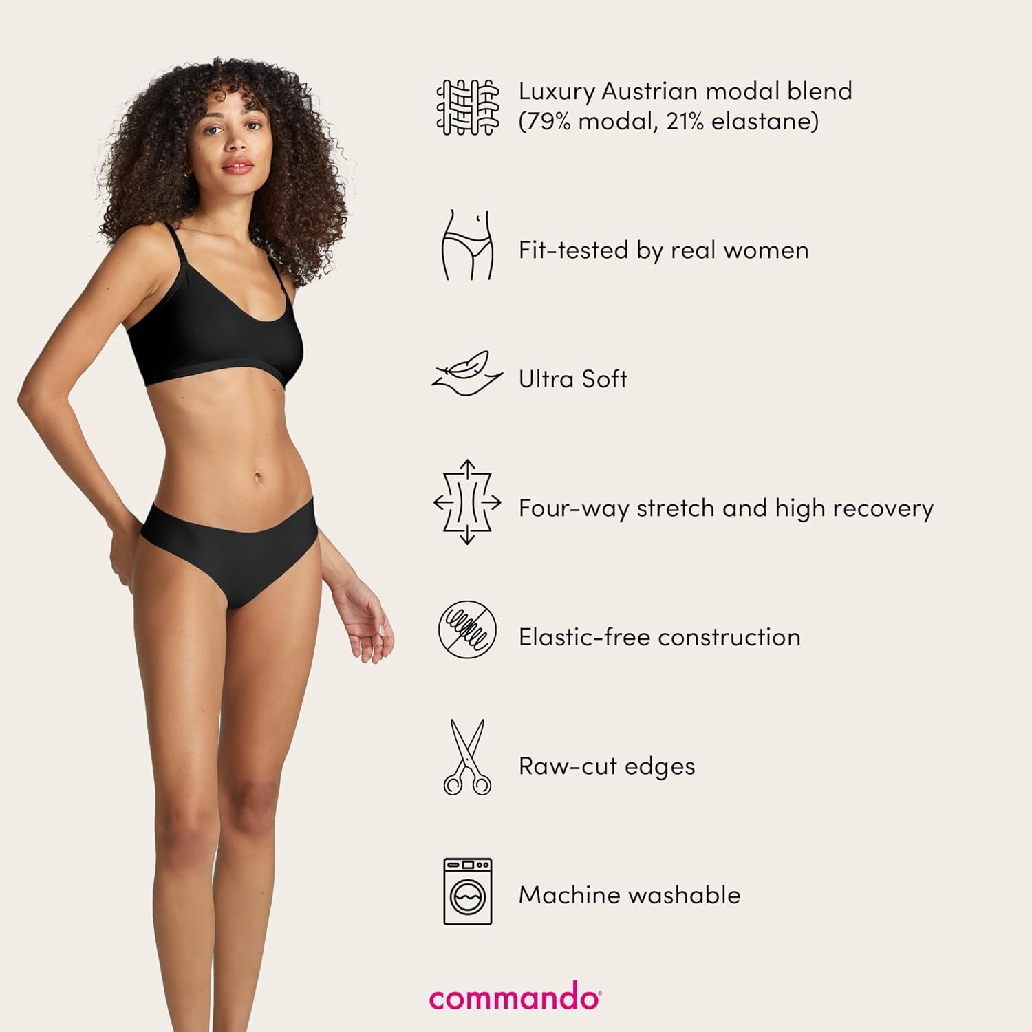 commando - Butter Mid-Rise Thong | Silky Soft, No Show Thong | Comfortable Raw-Cut Edges | Machine Washable - Image 4