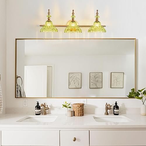 Miniatura 39 de HDDFL Luces de tocador de baño, accesorios de iluminación sobre espejo de latón mate, 3 luces de tocador, apliques de pared modernos para Cobrizo