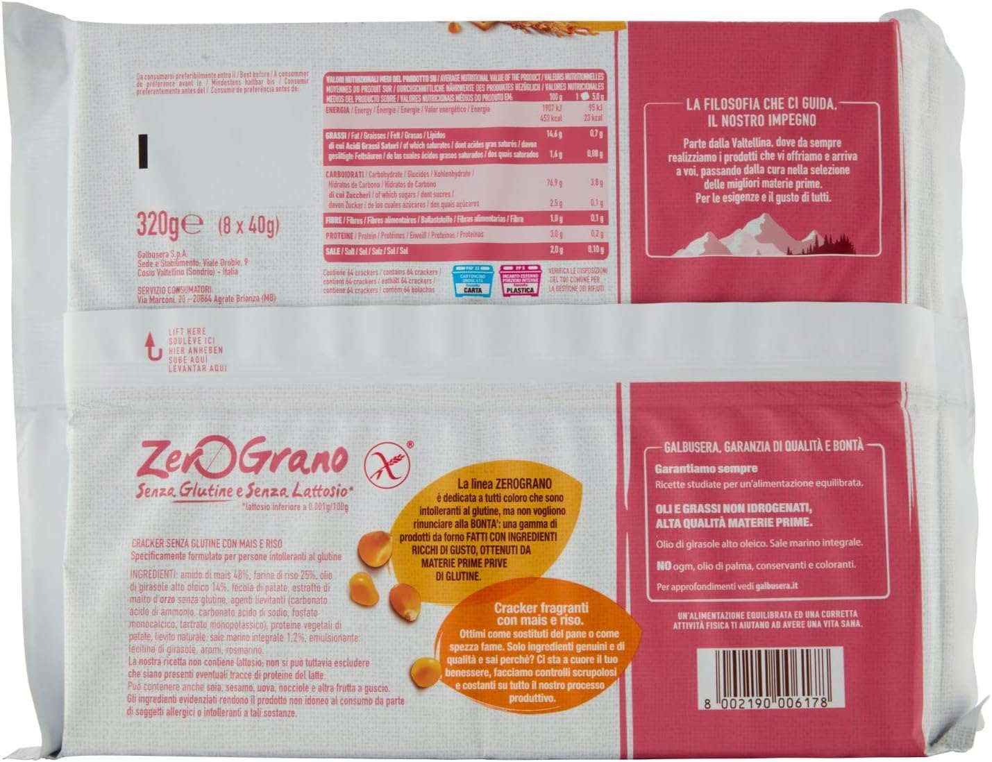 Italian Gourmet ZeroGrano Cracker con Riso e Mais 12 x 320g glutenfrei | Senza lattosio; knusprig gebacken, ideale pausa salata per Aperitivo e, Gesamtnettogewicht 3,84 kg + Kostenlos Polpa 400g