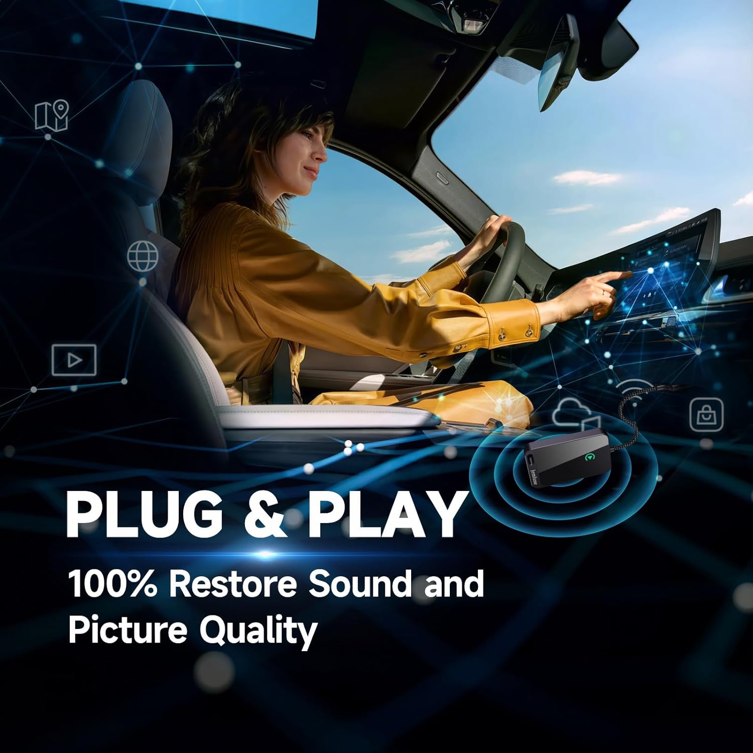 Wireless CarPlay Adapter for Apple - Stable Fast Connection for Convert Factory Wired to Wireless CarPlay Dongle Cars for iPhone - No Latency from iOS 10+ to Screen w/USB C (Cosmic Gray)