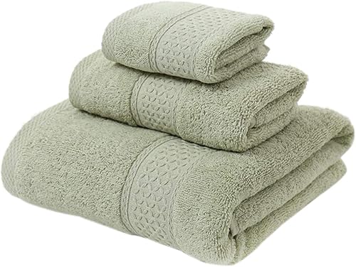 Vista 8 de Juego de toallas de 3 piezas, 1 toalla de baño y 2 toallas de mano, toallas de algodón altamente absorbentes para baño, toalla de ducha (gris claro)