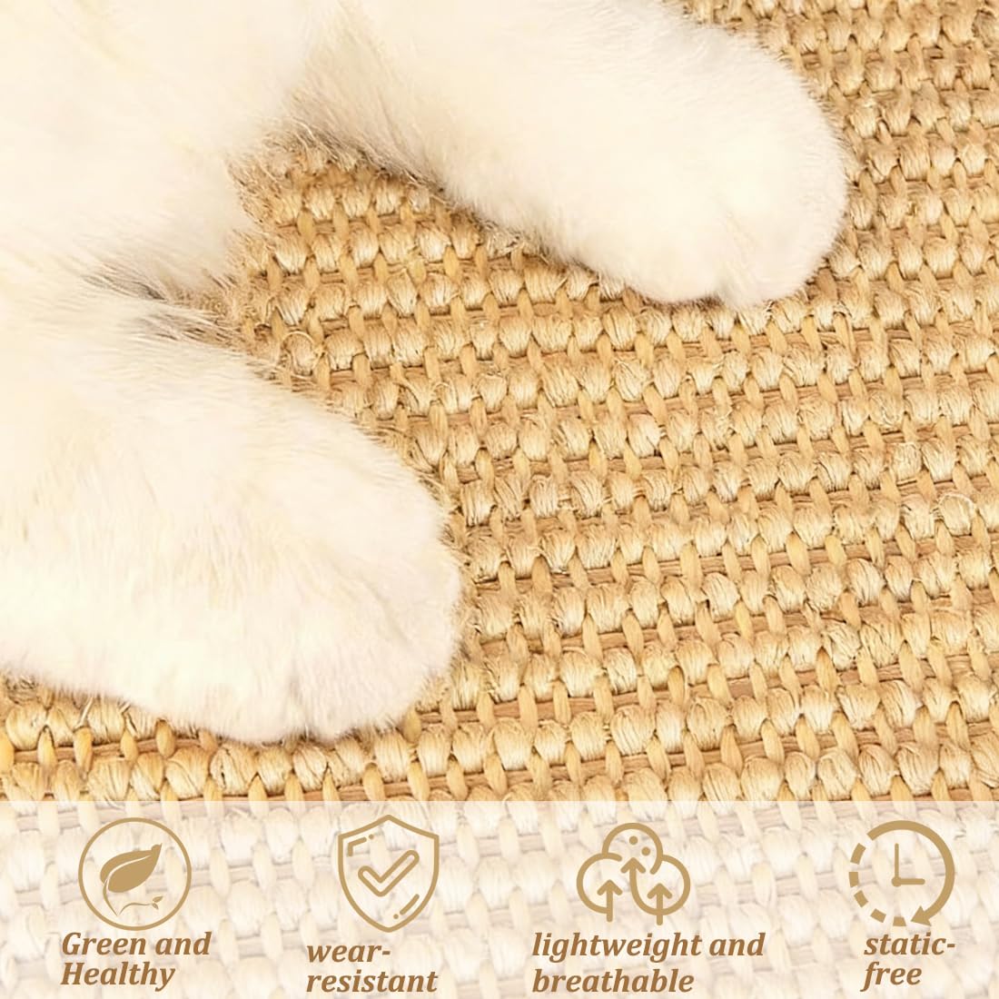 Tapis à griffer en sisal 1 pièce, adapté aux lapins et chats, soin naturel des pattes et des dents, autocollant, de cage, tapis de grattage, en chanvre, espace de sommeil et de nidification