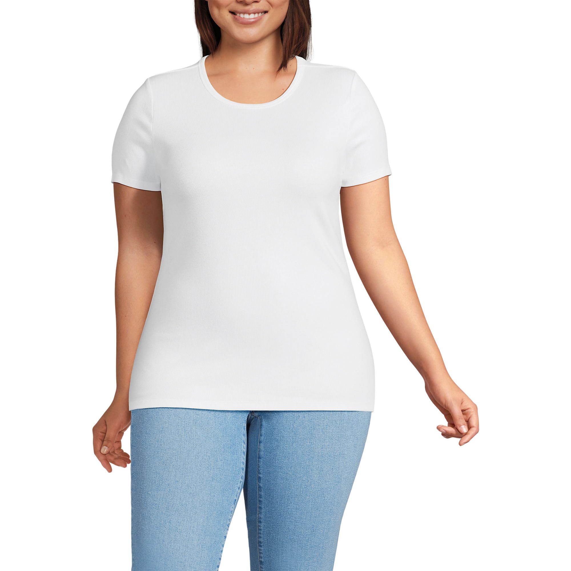 Lands' End Women's Cotton Rib Knit T-Shirt