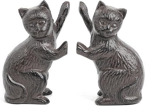Sungmor Sujetalibros decorativos de hierro fundido con diseño de gato, extremo de libro de animales para estantes, decoración vintage de oficina en