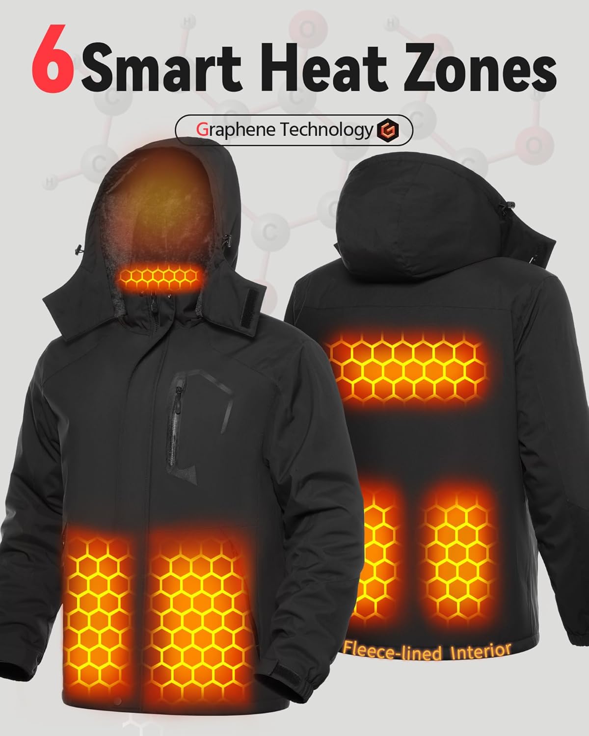 Wulcea Graphene Heated Jacket for Men Fur Lined with Large Capacity Battery Pack - Image 4