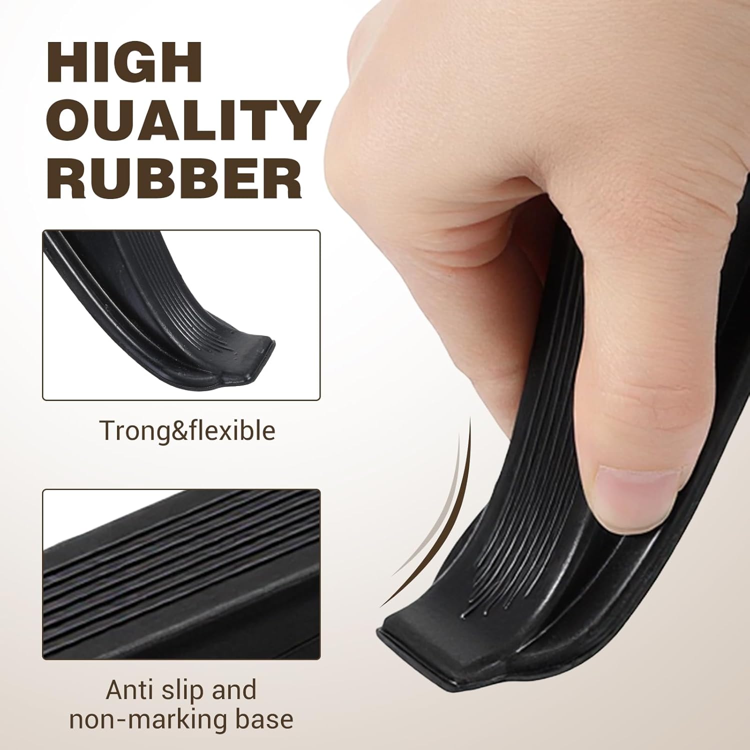 36 Pcs Rubber Door Stoppers Bulk, Black Door Stoppers for Bottom of Doors 4.1 x 1.6 x 1 Inch Stackable Sturdy Wedge Doorstop for Wood Floor, Carpet, Concrete, Tile, Heavy Duty Doors Bottom