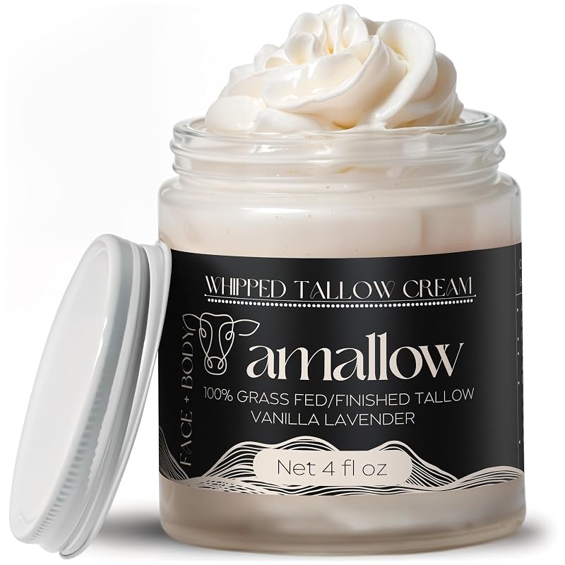 Amallow Creme Corporal Batido com Sebo Bovino, Óleo de Amêndoas Doces e Fragrância Vanilla Lavender, 120 mL