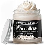 Amallow 100% Grass Fed Beef Tallow for Skin Care - Face + Body - Whipped Moisturizer - Natural Lotion, 4 FL. oz. (Vanilla Lavender)