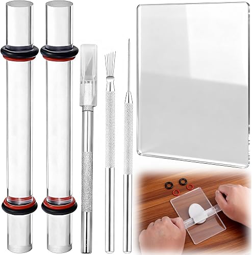 6 PCS Polymer Clay Tools Kit, Acrylic Clay Press Board Rolling Rod, Detail Needles for Shaping and Sculpting Tools are Used for Shaping DIY Handicrafts and Reshaping.