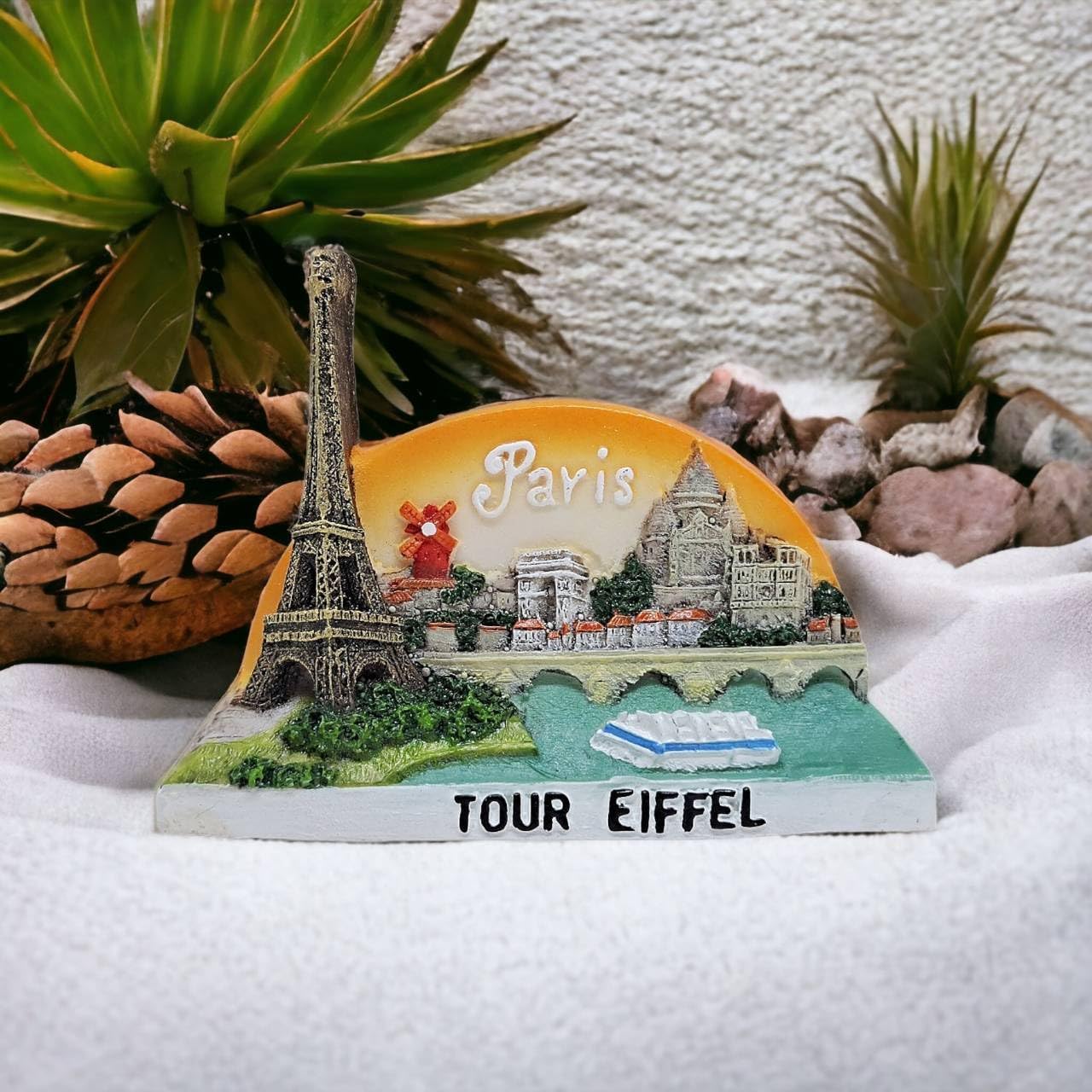 WitnyStore Tiny Landmarks of Paris Sunset Sky Eiffel Tower Pont Neuf Arc de Triomphe France Western Europe Tourist Attraction Resin Refrigerator Magnet Traveler Souvenir Gift Memento 3D Fridge Magnets image 4