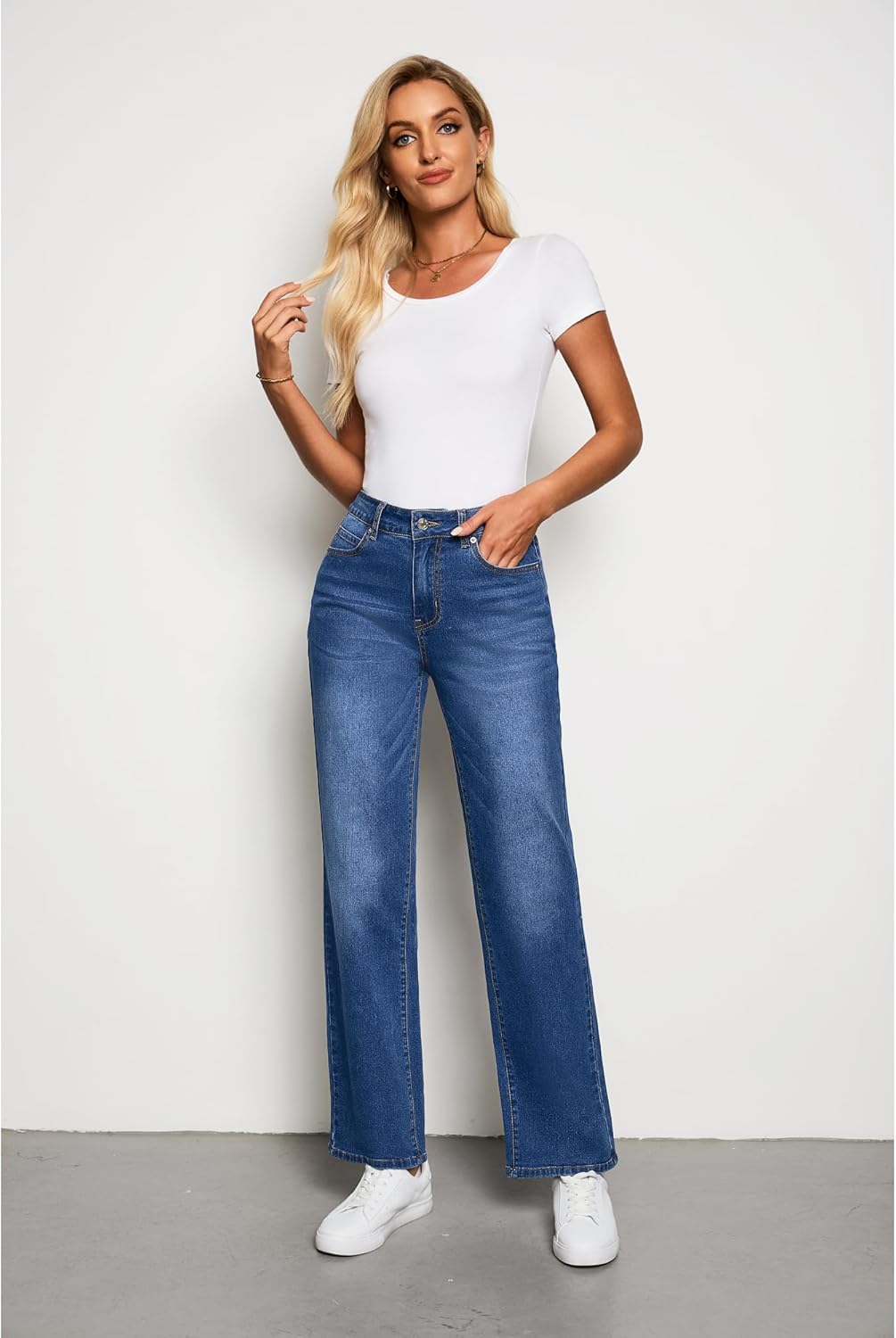 luvamia High Waisted Jeans for Women Trendy Baggy Straight Leg Stretchy Denim Jeans Work Trousers Pants 90s Loose Fit - Image 7