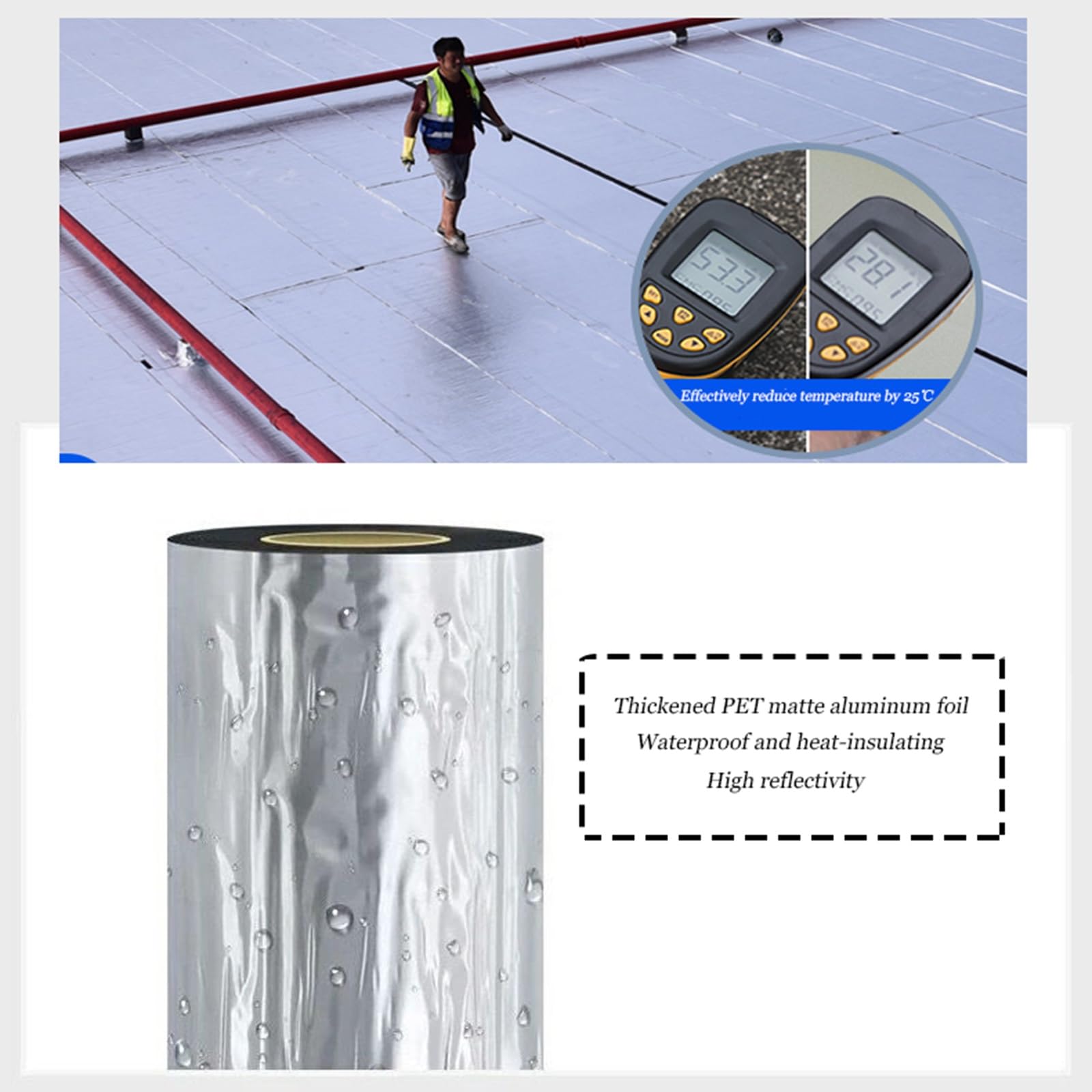 Nastro Bituminoso Adesivo，Membrana impermeabilizzante in bitume modificato, rotoli lunghi da 1 m a 10 m, nastro isolante auto-riparante,per Perdite Tetto(THK1.2mm/W0.5*L5m)