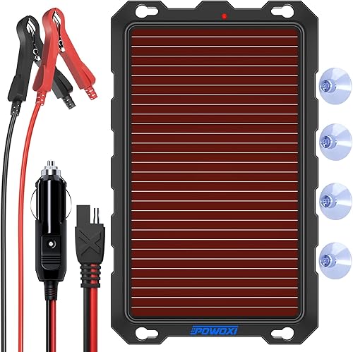 Miniatura 12 de POWOXI Cargador de Batería Solar para Coche de 12V: Kit de Panel Solar de 12W, Cargador de Batería con Goteo, Mantenedor con Controlador PWM PWM-12W