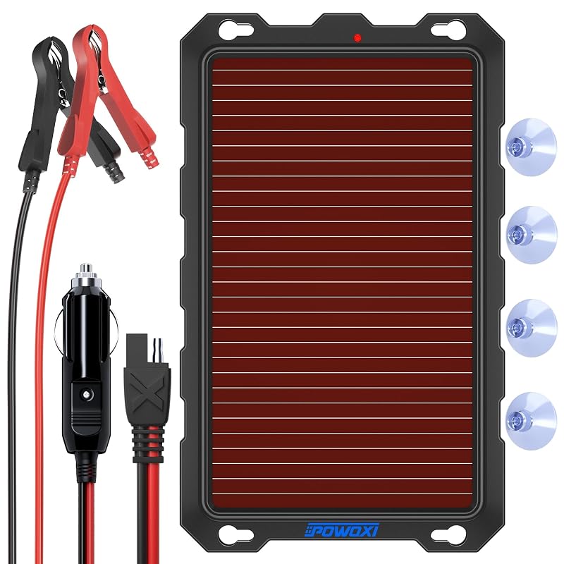 POWOXI Carregador Solar de Bateria 3,3 W 12 V com Controlador Inteligente e Cabos de Conexão