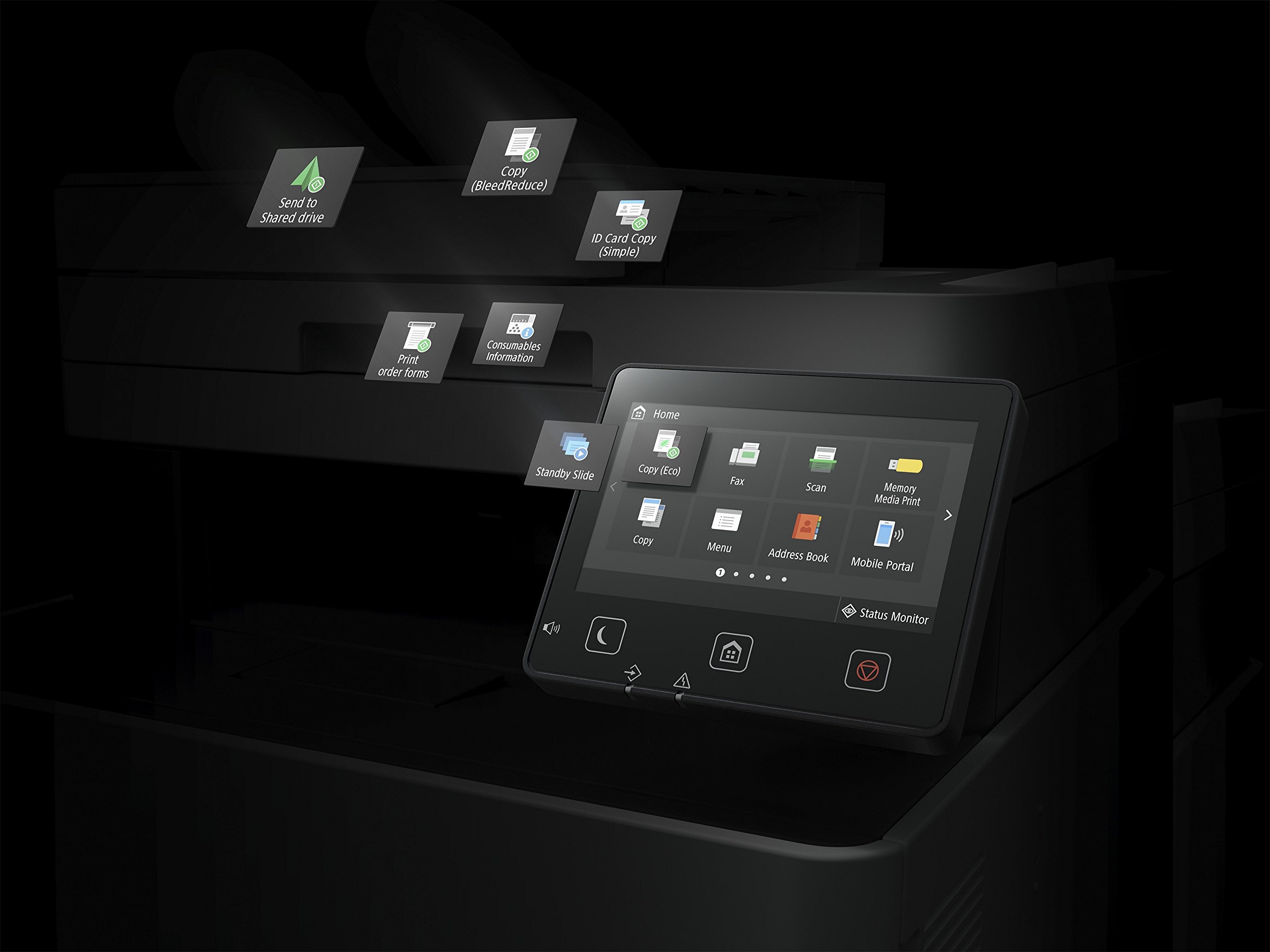 Canon i-SENSYS LBP654Cx; kolorowa drukarka laserowa; do 27 stron/min (DIN A4); kolorowy ekran dotykowy LCD o przekątnej 12,7 cm; USB 2.0 Hi-Speed, Ethernet, Wireless 802.11b/g/n