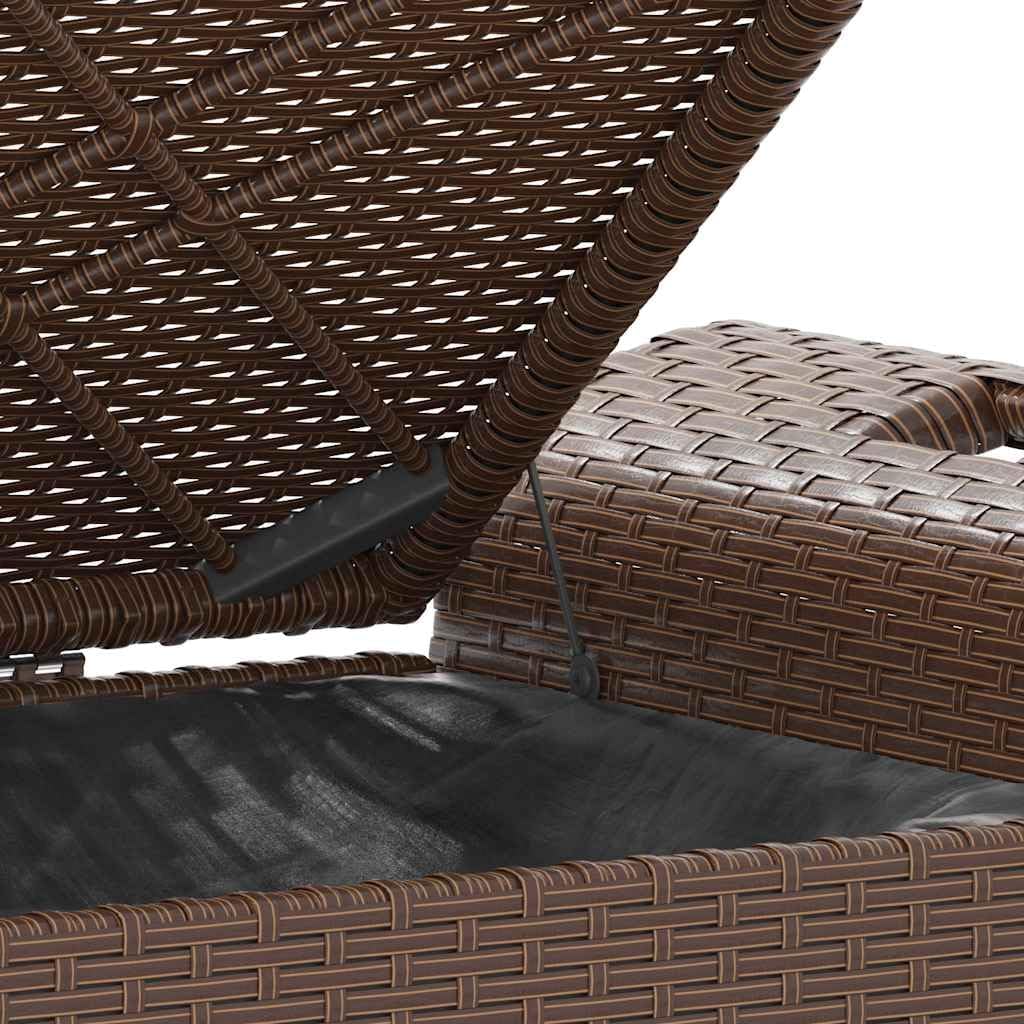 Patio Storage Bench with Cushion, Outdoor Wicker Deck Box with Cushion, PE Rattan Deck Storage Box, Brown 45.7"x18.1"x22.4" Poly Rattan,-490