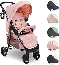 My Babiie MB30 Pushchair – from Birth to 4 Years (22kg), Easy Compact Fold, Large Shopping Basket, Adjustable Handle, Stroller Includes Cup Holder, Rain Cover – Pink Leopard