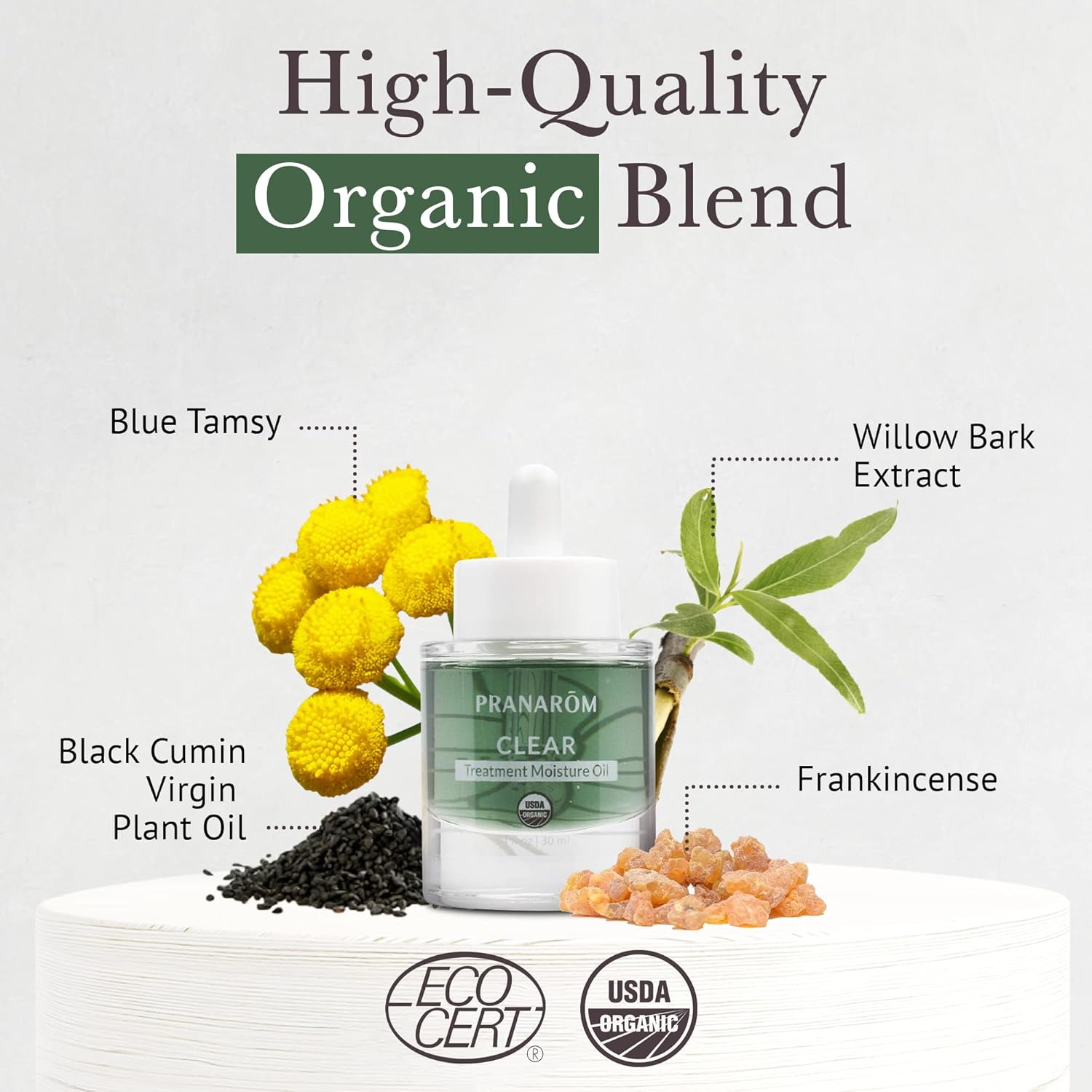 Pranarom - Clear Treatment Moisture Oil 1oz - For Oily & Blemish-Prone Skin - Hydrating Facial Oil - Balances Skin - Includes Organic Essential Oils