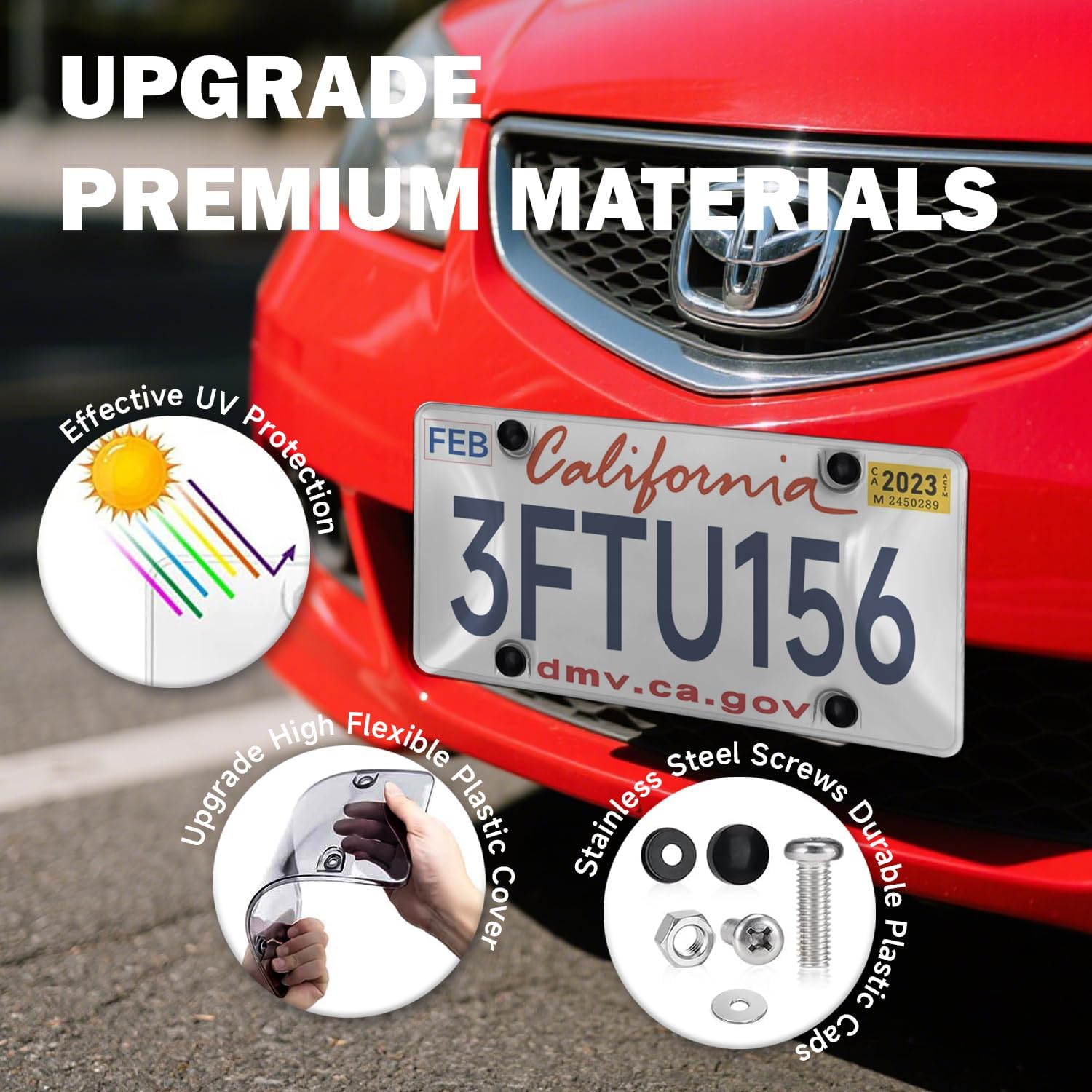License Plate Protectors 2 Pack, Clear License Plate Cover Protector with Screw Accessories License Plates Frame for American Standard Cars, 12.2"x6.3" (Gray)