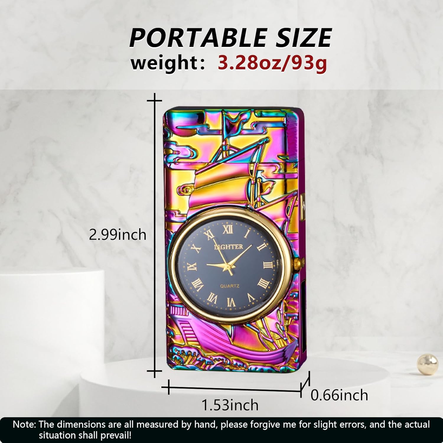 BABOBIU Electric Lighter Cool Lighter Windproof Sailboat Flameless Candle Lighters USB Rechargeable Lighters with Cool Clock dial Gift for Men, Boyfriend, Husband (Colorful)