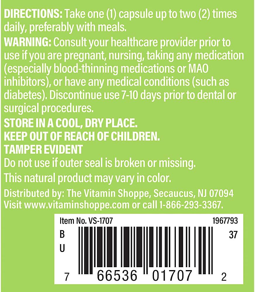 The Vitamin Shoppe Ginkgo Biloba Extract 60MG & 24% Ginkgo Flavonolglycosides, Supports Memory & Circulation, Healthy Aging Herbal Supplement (120 Capsules) : Health & Household