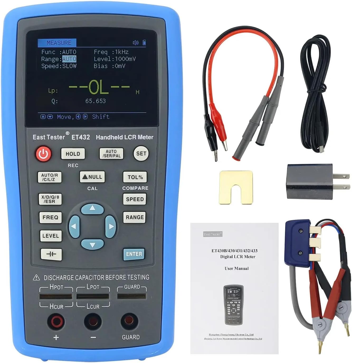 ET430 Handheld LCR Meter LCR Tester Capacitance Inductance Meter Frequency 100KHz Accuracy 0.3%