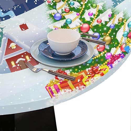 Vista 277 de cfpolar Mantel redondo ajustable de verano, hojas de palma tropical, borde elástico, mantel redondo lavable para uso en interiores y exteriores, se