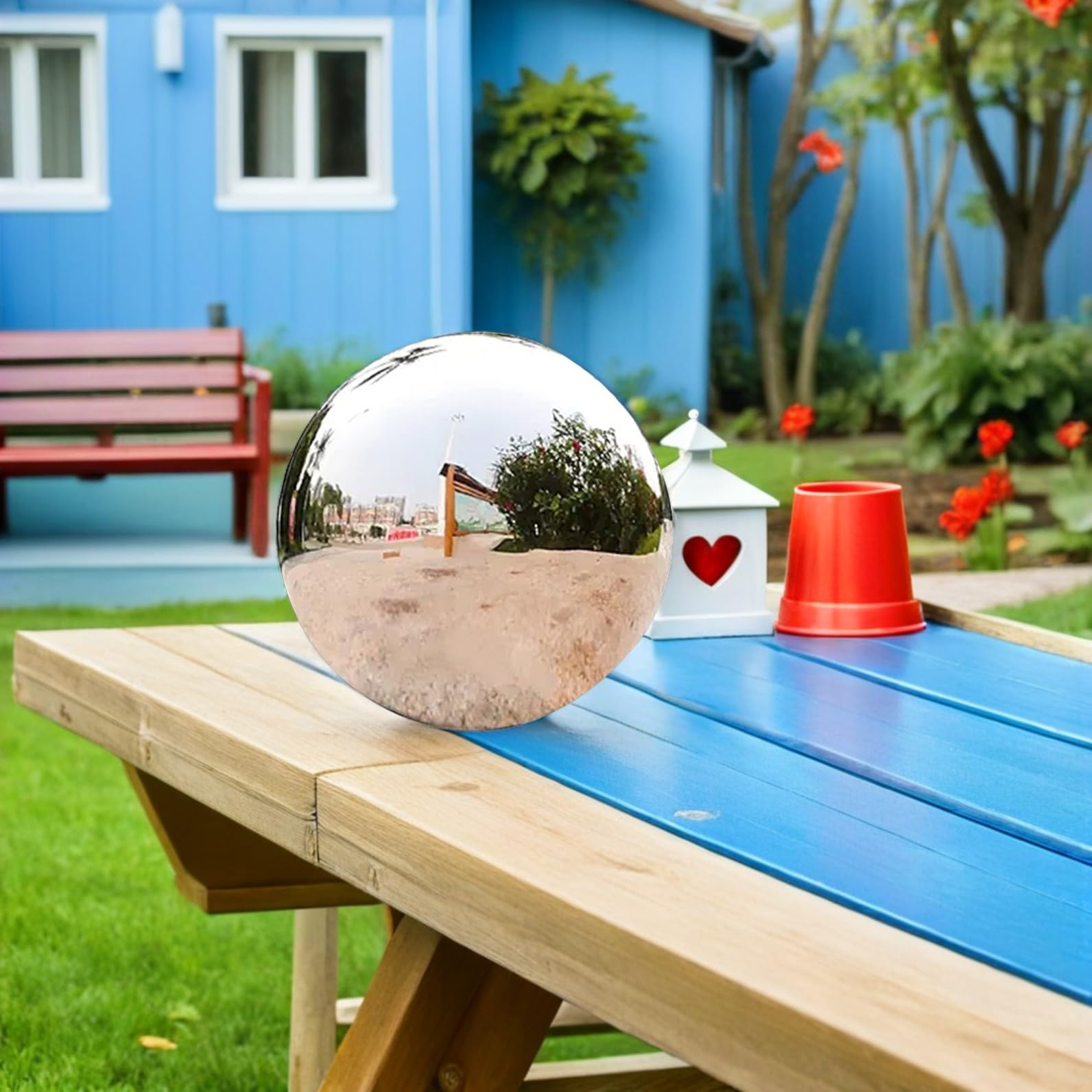 Sfera Riflettente in Acciaio Inox per Giardino e Cortile