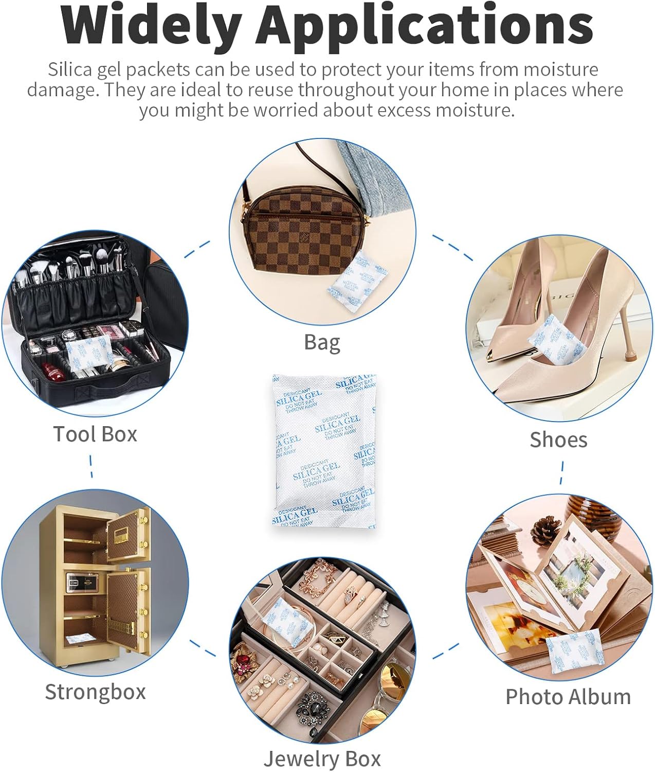 Silica Gel Packets - 20 Gram 80 Packs & 500 Gram 6 Packs Moisture Absorbers, Premium Desiccant Packs for Storage