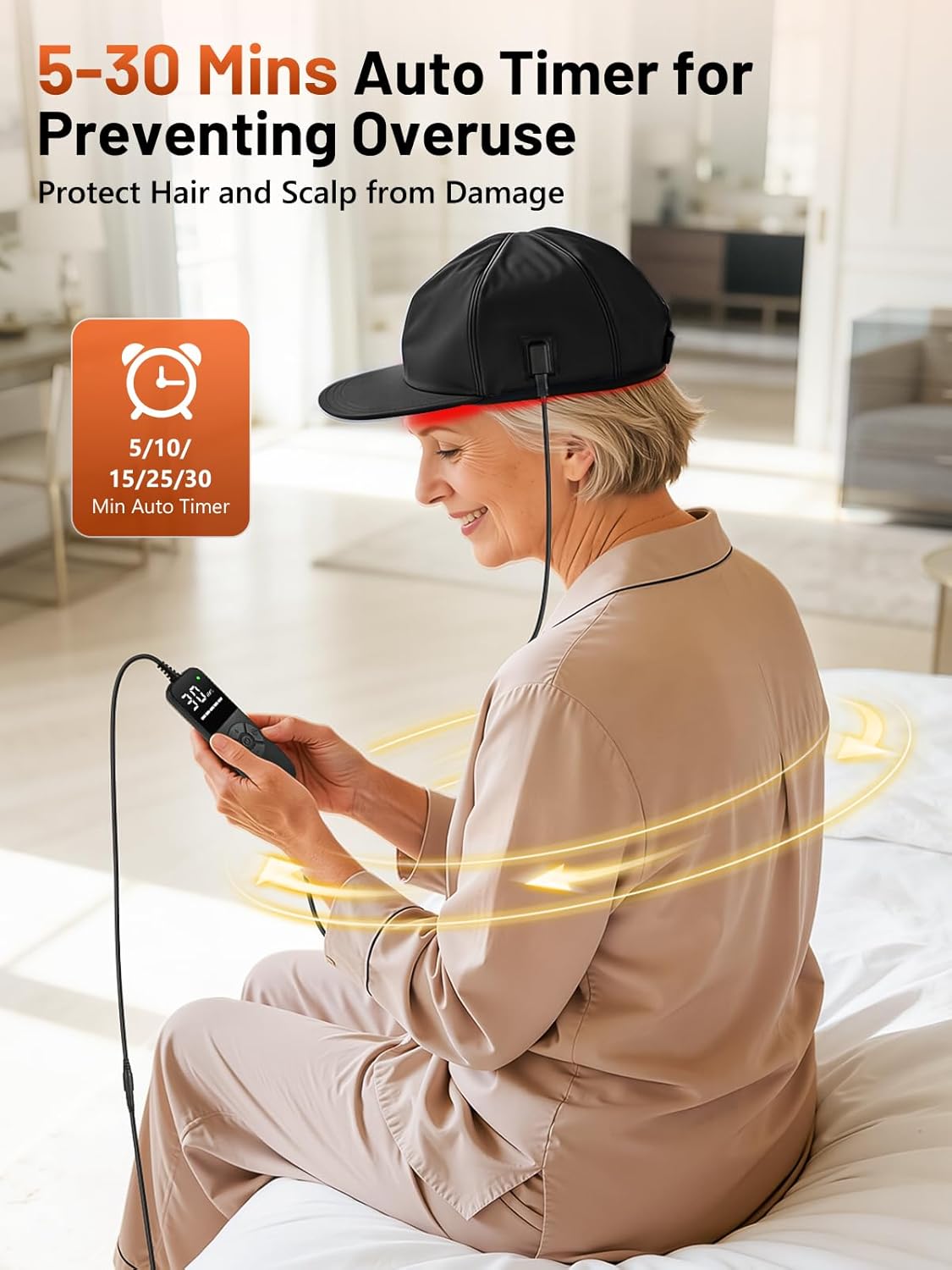 RELEXNOW Red Light Therapy Cap for Hair, Upgraded 180 LEDs Red Light Therapy for Head, Infrared Light Therapy for Men & Women with Timer & Controller(Deep Black)