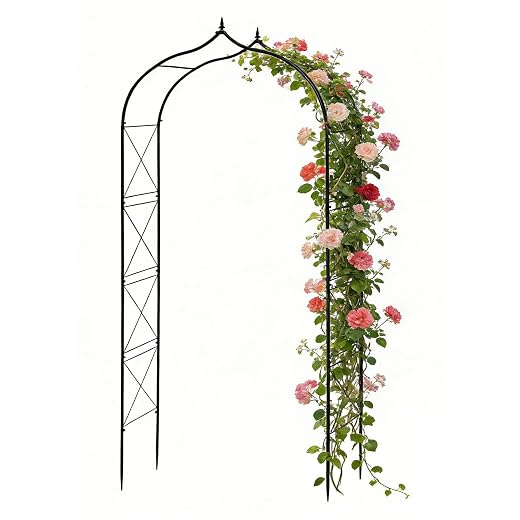 Metal Garden Arbors 8Ft Heavy Duty, Arch Trellis for Climbing Plants | Outdoor Arbor Thickened Metal Frame Trellises Grapes Rose Yard Entrance Wedding Arched Backdrop Stand Party Event Decoration