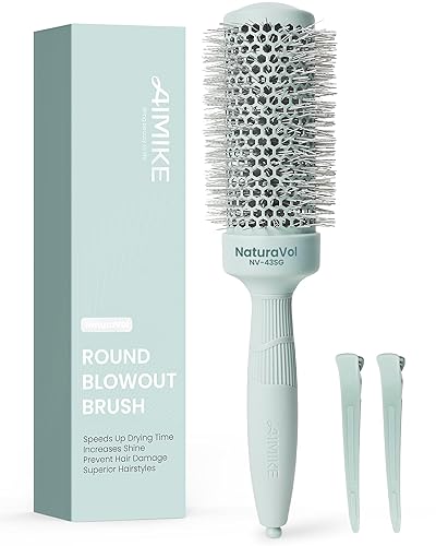AIMIKE NaturaVol Round Brush for Blow Out, Round Hair Brush Nano Thermal Ceramic & Ionic Tech, for Blow Drying & Salon-like Styling at-home, Maximum Volume Shine - 1.7” Barrel, 2.5” w/Bristle - 1.7" Barrel