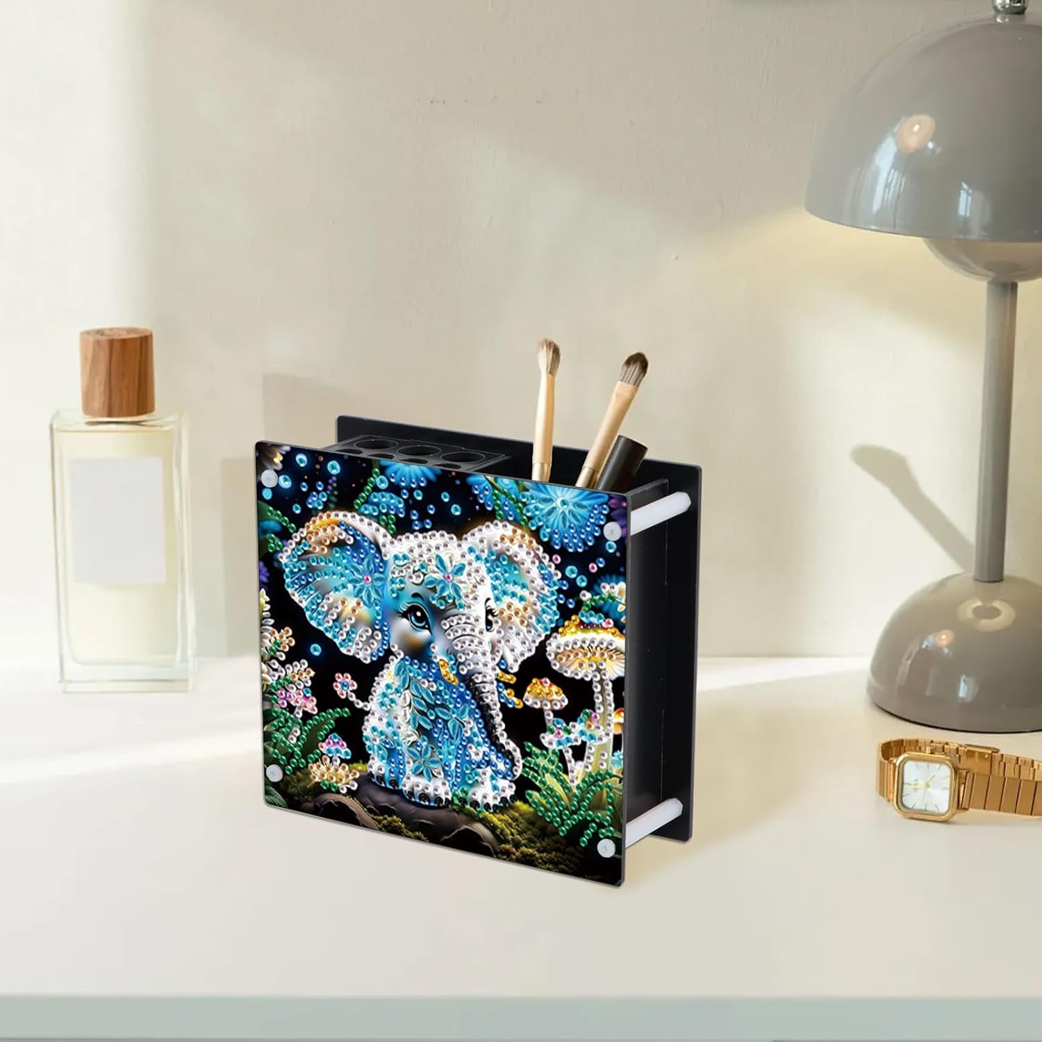 Diamond Painting Pencil Holder, Owl Animal Gemstone Design, Mosaic Embroidery Kit, Storage Box for 12 Pencils (YH167) image 4