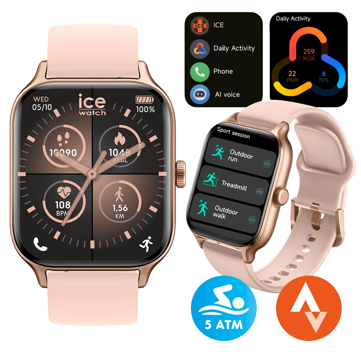 ICE-WATCH Ice fit RT 3.0 Rose-Gold Nude Damenuhr Silikonarmband 025280 1,97 Zoll