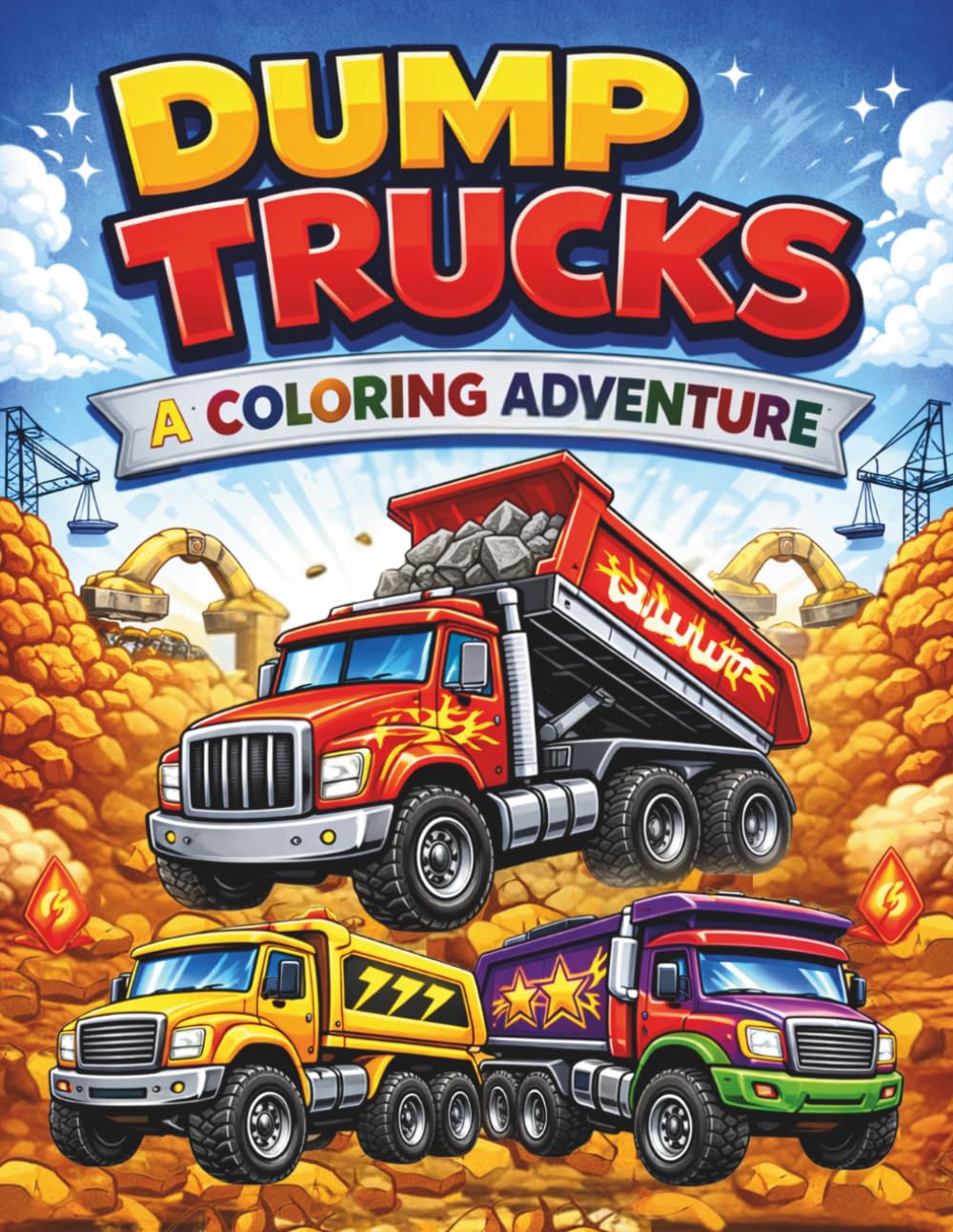 Dump Trucks: A Coloring Book Adventure: Dump Truck Coloring Book | Big Construction Vehicles, Bold Easy Designs, Fun & Creative Pages| Coloring Book| 25 fun pages| Size 8.5 x 11 (Childrens Books)