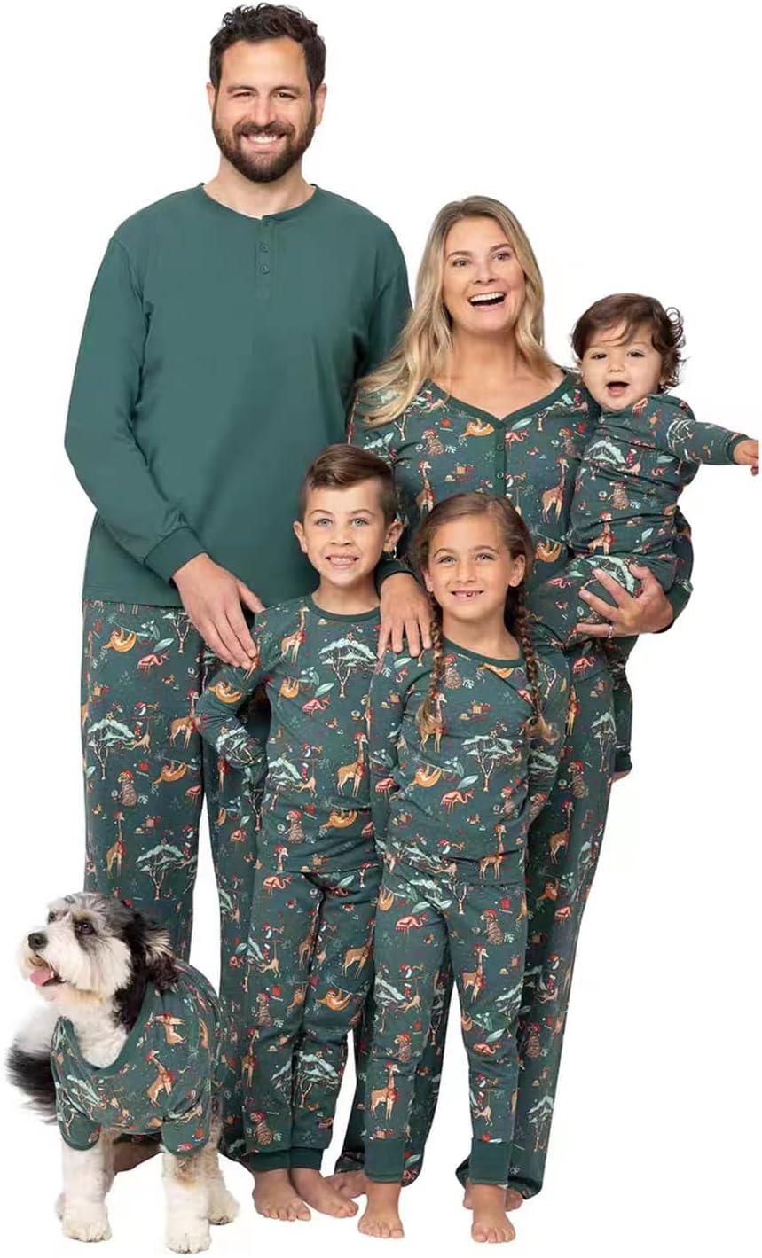 Christmas Pajamas For Family, Animal Patterned Family Sleepwear,Matching Christmas PJs Set for Dad Mom Kids and Baby Christmas New Year Pajamas Party