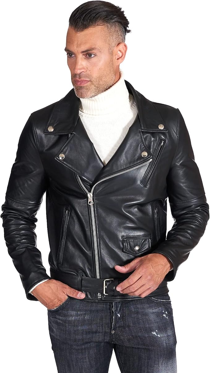 D'Arienzo Black Belted Lamb Leather 