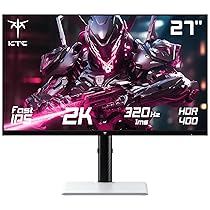 KTC Gaming Monitor 27 Pollici, 320Hz 300Hz, QHD Monitor bianco, Fast IPS, 1ms, 2K QHD 2560 x 1440P Schermo PC, Freesync & G-sync, 144% sRGB, HDR400, Luce blu bassa, VESA 100×100, DP1.4, HDMI 2.1, H27E6