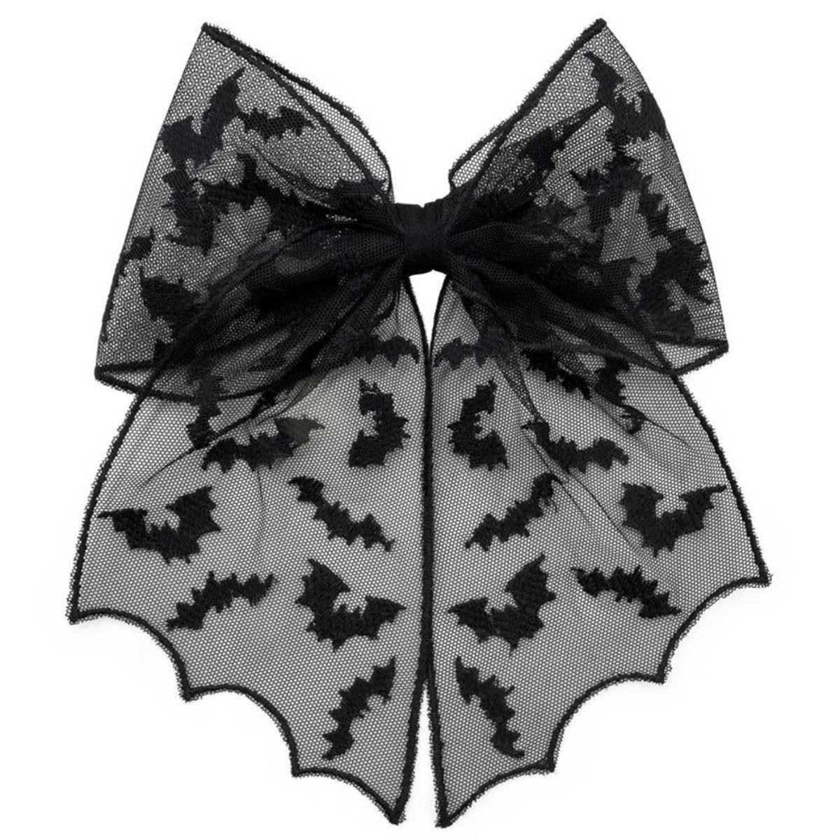 kreepsville 666 Hair Bow - Black Bat Lace Gothic Halloween Hair Clip Accessory
