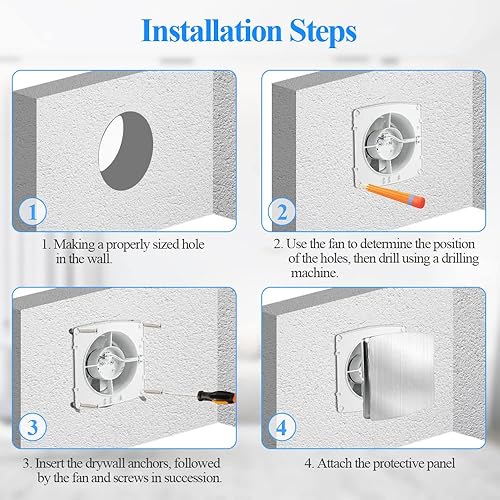 Miniatura 7 de WiseWater Extractor de baño de 140CFM, 35 dB, conducto de 6 pulgadas, ventilador extractor de panel de 7.6 pulgadas, ventilador de ventilación