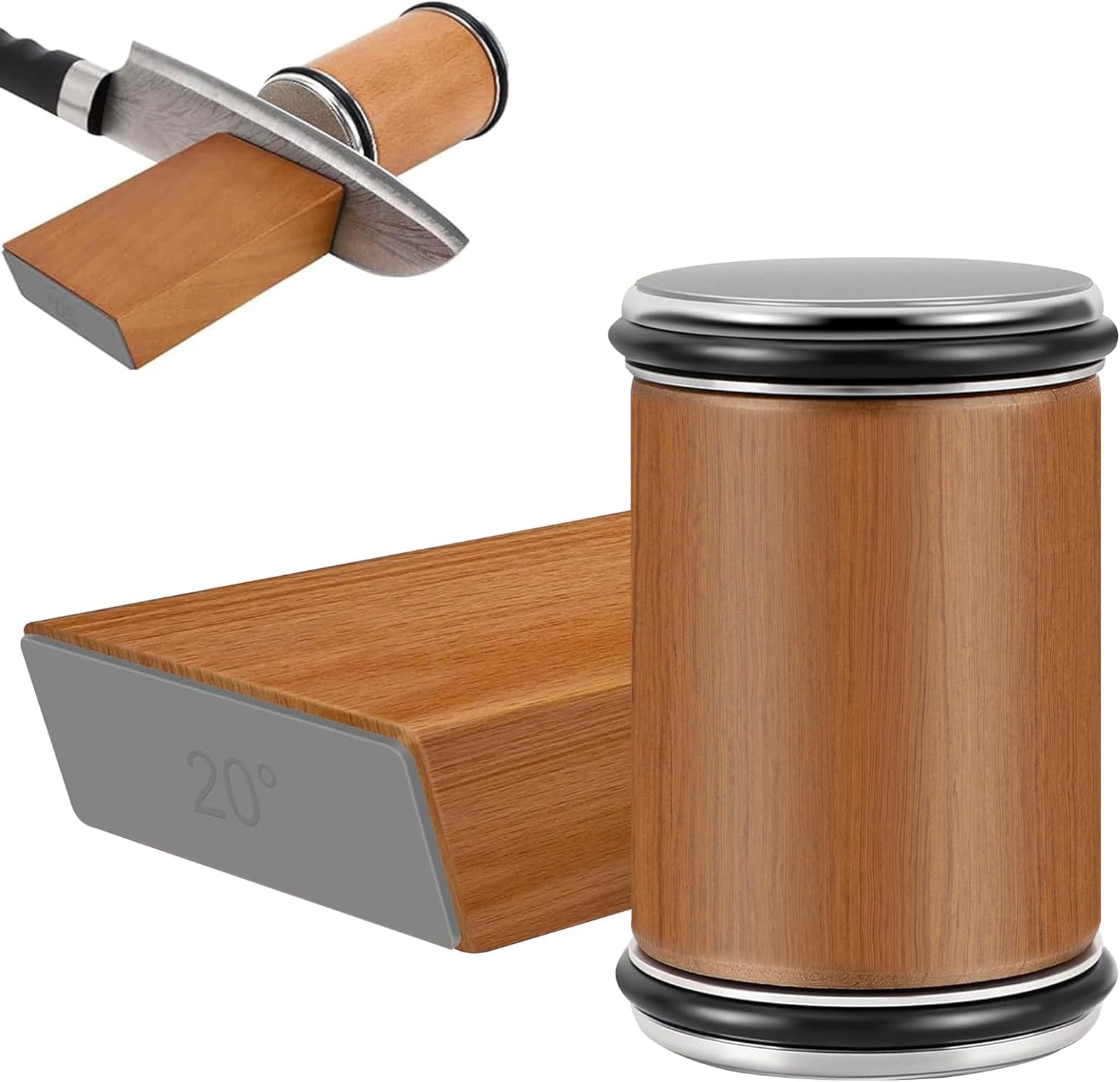 Yeria Rolling Knife Sharpener for Kitchen Knives, Manual Knife Sharpener Tool, Diamond Knife Sharpener Kit, Rolling Knife Sharpening System for Kitchen Knives, 15-20 Degree Adjustable